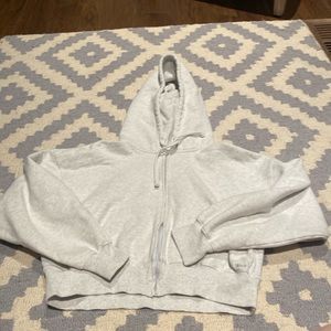 TNA fleece boyfriend cropped zip up
